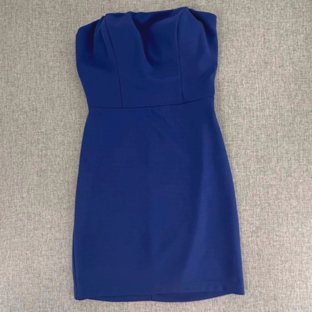 B. Darlin Blue Mini Dress Strapless Open Strappy‎ Back Sexy Cocktail Wear Small